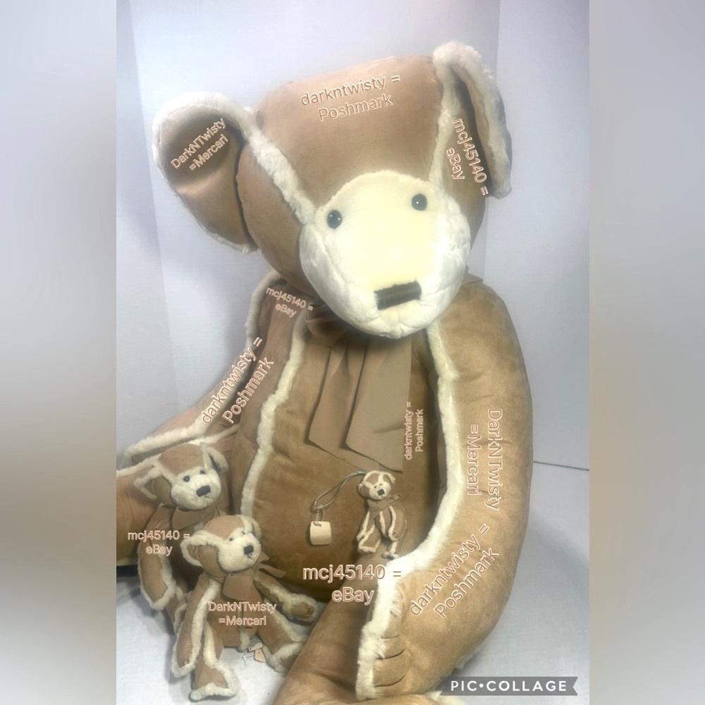 FULL 4 Pc 1 OWNER BNWT BBW GINGERBREAD 30" Giant Faux Sherpa W 7”, 9”, 3” Bears